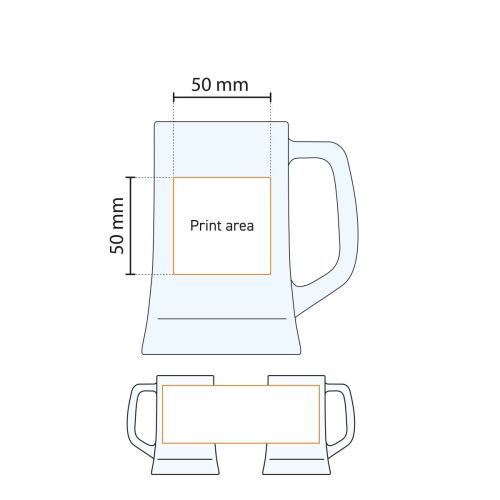 Die Druckbereichszeichnung zeigt die genauen Druckbereiche auf dem Maxim 28 cl. Glas. Die Druckbereichszeichnung zeigt die genauen Druckbereiche auf dem Maxim 28 cl. Glas.