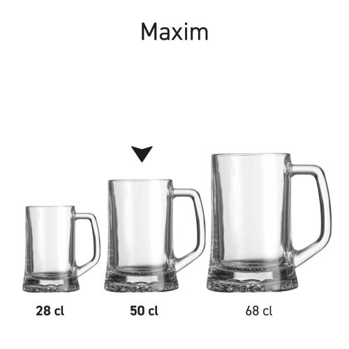 Serienbild von Bierkrug Maxim 50 cl Glas neben anderen Modellen aus der gleichen Linie.
