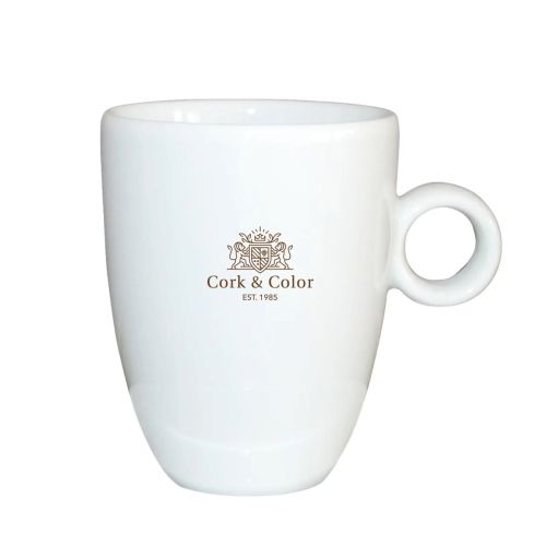 Einfarbiger CorkColor Logodruck auf der Vorderseite der Bola Cappuccino weiß set 25 cl. Einfarbiger CorkColor Logodruck auf der Vorderseite der Bola Cappuccino weiß set 25 cl.