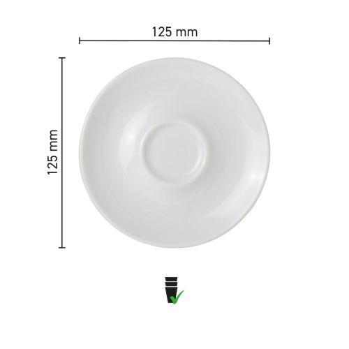 Infografik mit den Produktabmessungen von Bola Espressountertasse 12,5 cm, mit Durchmesser und Höhe. Infografik mit den Produktabmessungen von Bola Espressountertasse 12,5 cm, mit Durchmesser und Höhe.