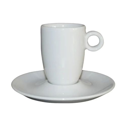 Vorderansicht von Bola Kaffee hoch weiß 19 cl. Set aus Porzellan mit schlankem und glattem Design. Vorderansicht von Bola Kaffee hoch weiß 19 cl. Set aus Porzellan mit schlankem und glattem Design.