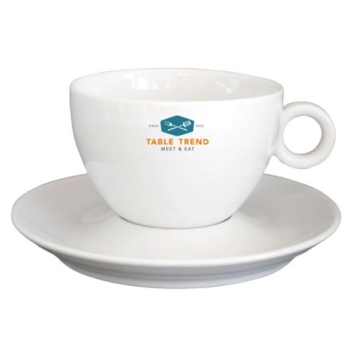 Bola Milchkaffeetassen weiß 28 cl. Set bedruckt mit TableTrend-Logo in mehreren Farben. Bola Milchkaffeetassen weiß 28 cl. Set bedruckt mit TableTrend-Logo in mehreren Farben.