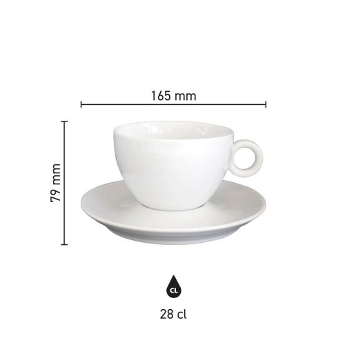 Infografik zu Höhe, Fassungsvermögen und Durchmesser der Bola Bola Milchkaffeetassen weiß 28 cl. Set Porzellan. Infografik zu Höhe, Fassungsvermögen und Durchmesser der Bola Bola Milchkaffeetassen weiß 28 cl. Set Porzellan.