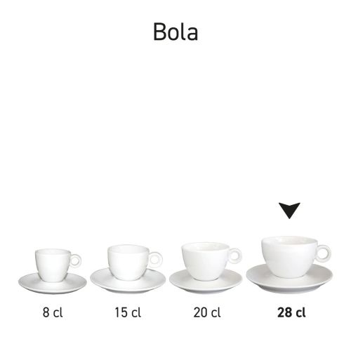 Serienübersicht der Bola Milchkaffeetassen weiß 28 cl. Set Porzellan als Teil einer Geschirrserie. Serienübersicht der Bola Milchkaffeetassen weiß 28 cl. Set Porzellan als Teil einer Geschirrserie.