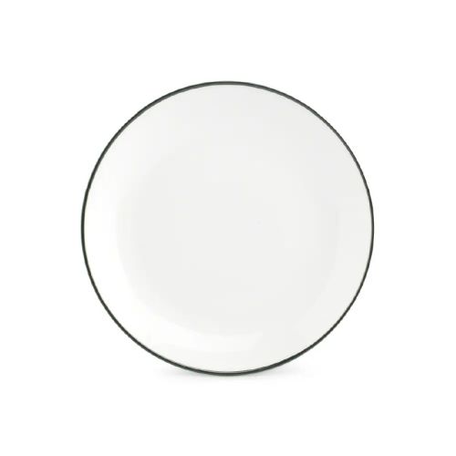 Teller Basic linie 15 cm mit grünem Rand aus der Basic-Linie, 15 cm Durchmesser, gerade von vorne gezeigt.