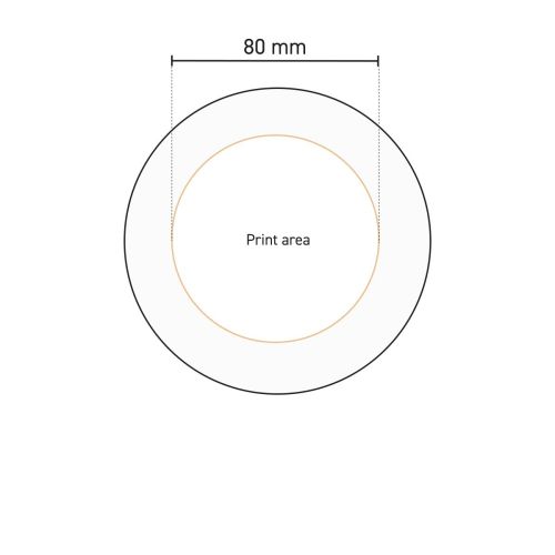 Technische Zeichnung der Druckfläche auf dem Porzellanteller Basic 20 cm.
