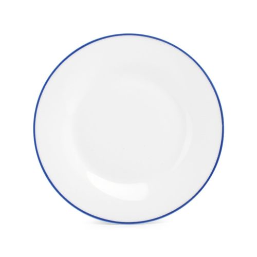 Teller Basic linie 20 cm mit blauem Rand und 20 cm Durchmesser, sichtbar in Frontalansicht. Teller Basic linie 20 cm mit blauem Rand und 20 cm Durchmesser, sichtbar in Frontalansicht.