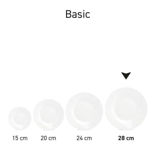 Teller Basic line 27 cm Porzellan präsentiert als Teil einer Geschirrserie.