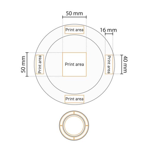 Arbeitszeichnung der Druckfläche auf Tellerbreitrand weiß 21 cm Porzellan für die Platzierung des Logos. Arbeitszeichnung der Druckfläche auf Tellerbreitrand weiß 21 cm Porzellan für die Platzierung des Logos.