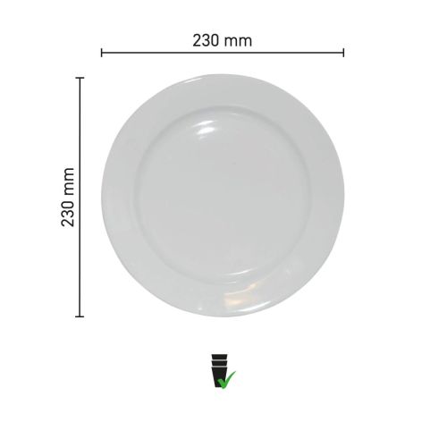 Teller breitem Rand Weiß 23 cm. bedrucken
