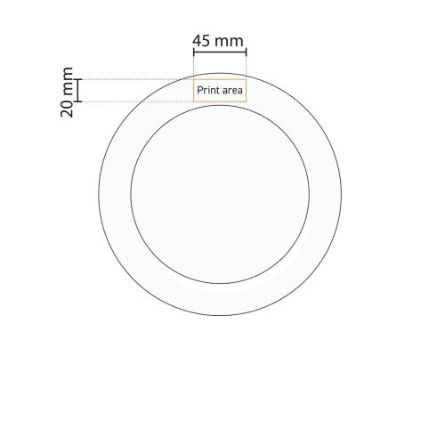 Technische Arbeitszeichnung des Porzellantellers Princip 17 cm mit markierter Druckfläche für das Logo. Technische Arbeitszeichnung des Porzellantellers Princip 17 cm mit markierter Druckfläche für das Logo.