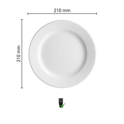 Infografik mit den Abmessungen des Porzellantellers Princip 21 cm, wie Durchmesser und Höhe. Infografik mit den Abmessungen des Porzellantellers Princip 21 cm, wie Durchmesser und Höhe.