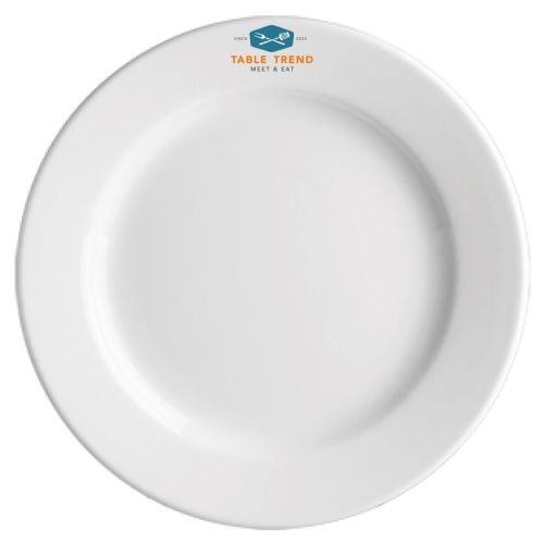 Porzellanteller Princip 28 cm mit mehrfarbig bedrucktem TableTrend-Logo auf der Vorderseite. Porzellanteller Princip 28 cm mit mehrfarbig bedrucktem TableTrend-Logo auf der Vorderseite.
