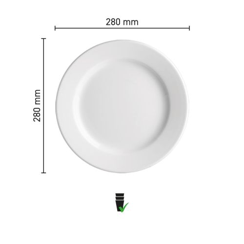 Infografik mit den genauen Abmessungen des Princip-Porzellantellers von 28 cm Durchmesser. Infografik mit den genauen Abmessungen des Princip-Porzellantellers von 28 cm Durchmesser.