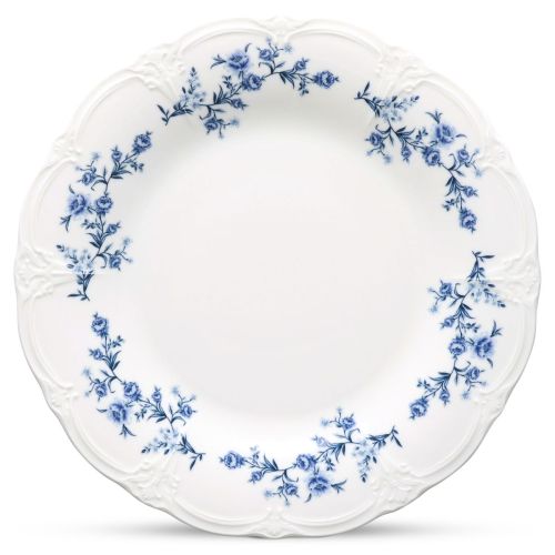 Runder elfenbeinblauer Teller Retro 32 cm mit glatter Oberfläche und dezent erhöhtem Rand in der Frontalansicht.