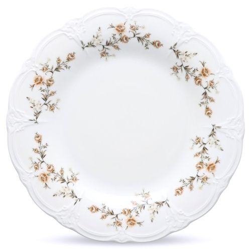 Runder elfenbeinbrauner Teller Retro 32 cm mit glatter Oberfläche und dezent erhöhtem Rand in der Frontalansicht.