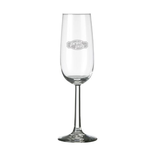 Bouquet Champagnerglas 17 cl. mit fein graviertem PrintPub-Logo auf der Vorderseite. Bouquet Champagnerglas 17 cl. mit fein graviertem PrintPub-Logo auf der Vorderseite.