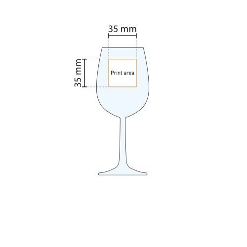 Technische Arbeitszeichnung mit Druckfläche auf Bouquet Weinglas 23 cl.