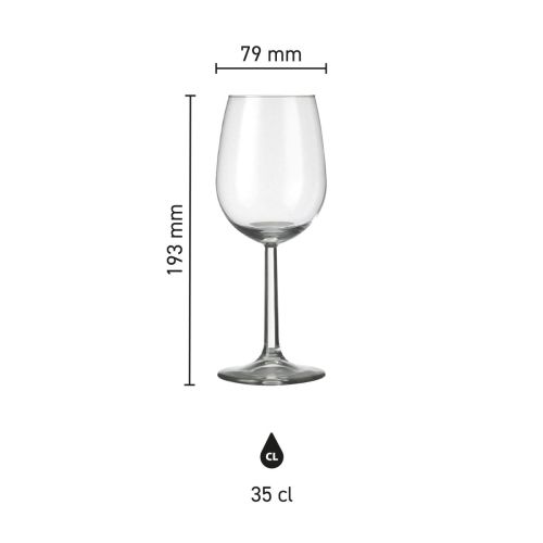 Infografik mit den Abmessungen des Weinglases Bouquet 35 cl. im Glas, mit Höhe und Durchmesser. Infografik mit den Abmessungen des Weinglases Bouquet 35 cl. im Glas, mit Höhe und Durchmesser.