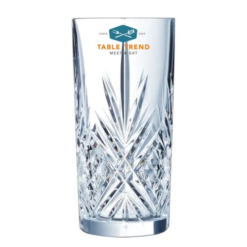 Broadway Longdrinkglas 38 cl. bedruckt mit mehrfarbigem TableTrend Logo auf der Vorderseite des Glases. Broadway Longdrinkglas 38 cl. bedruckt mit mehrfarbigem TableTrend Logo auf der Vorderseite des Glases.