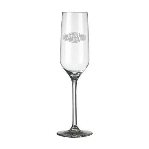 Carre Champagnerglas 22 cl. mit eingraviertem PrintPub-Logo in der Glasoberfläche. Carre Champagnerglas 22 cl. mit eingraviertem PrintPub-Logo in der Glasoberfläche.