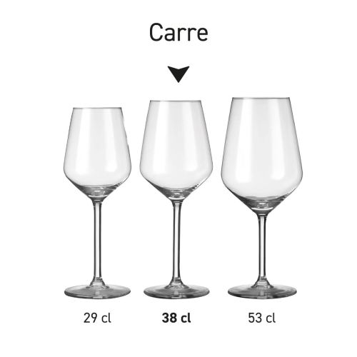 Serienbild von Carre Weingläsern nebeneinander als Übersicht der Variationen.
