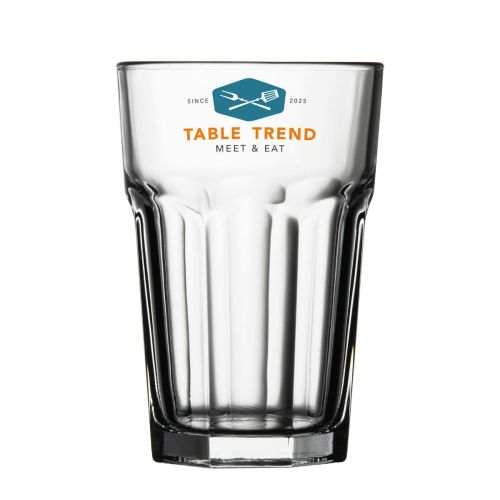 Casablanca Ice Tea Glas 41,5 cl. bedruckt mit mehrfarbigem TableTrend Logo auf der Vorderseite.