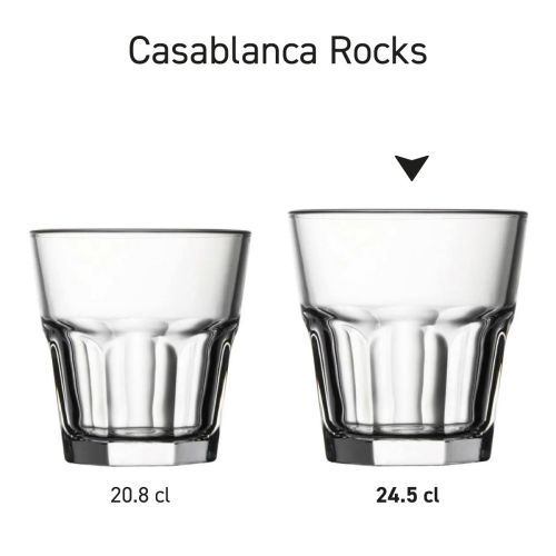 Serie Casablanca Rocks Gläser 24,5 und 20,8 cl. Präsentiert als eine Serie. Serie Casablanca Rocks Gläser 24,5 und 20,8 cl. Präsentiert als eine Serie.