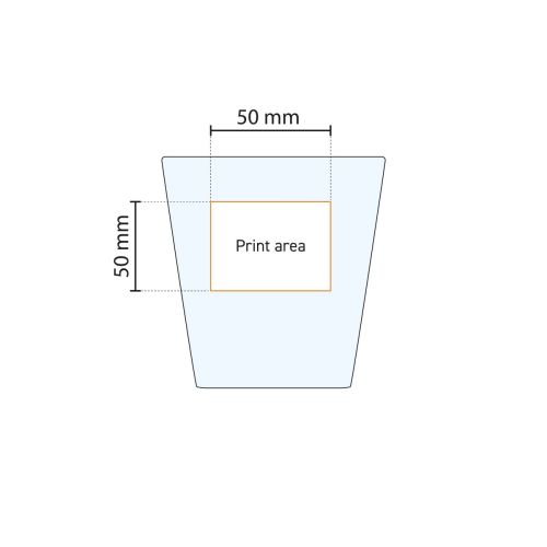 City Glas 19 cl. mit Druckbereich, der in der technischen Arbeitszeichnung für den Druck visuell angezeigt wird. City Glas 19 cl. mit Druckbereich, der in der technischen Arbeitszeichnung für den Druck visuell angezeigt wird.