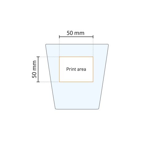 Technische Arbeitszeichnung der Druckfläche auf dem Cityglas 25 cl. für die Platzierung des Logos. Technische Arbeitszeichnung der Druckfläche auf dem Cityglas 25 cl. für die Platzierung des Logos.