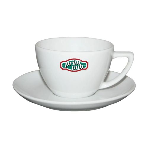 Klassisches Cappuccino-Porzellanset 20 cl. mit mehrfarbigem PrintPub-Logo auf der Vorderseite der Tasse. Klassisches Cappuccino-Porzellanset 20 cl. mit mehrfarbigem PrintPub-Logo auf der Vorderseite der Tasse.