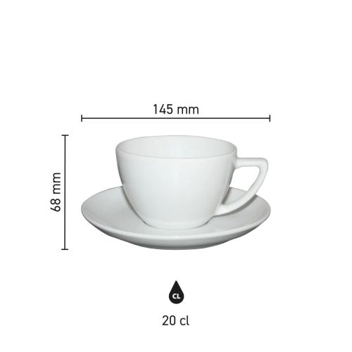 Die Infografik zeigt die technischen Abmessungen des Classic Cappuccino 20 cl Porzellan SET. Die Infografik zeigt die technischen Abmessungen des Classic Cappuccino 20 cl Porzellan SET.