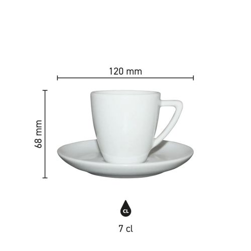 Die Infografik zeigt die technischen Abmessungen von Classic Espresso weiß 7 cl. SET Porzellan in Millimetern. Die Infografik zeigt die technischen Abmessungen von Classic Espresso weiß 7 cl. SET Porzellan in Millimetern.