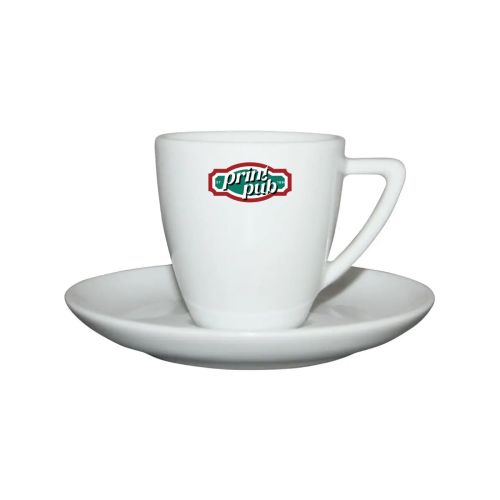 Klassisches Kaffeeset weiß 15 cl. bedruckt mit mehrfarbigem PrintPub-Logo auf der Vorderseite. Klassisches Kaffeeset weiß 15 cl. bedruckt mit mehrfarbigem PrintPub-Logo auf der Vorderseite.