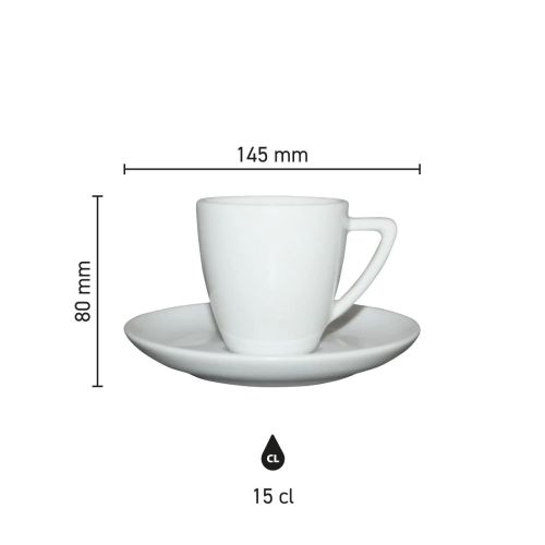 Die Infografik zeigt die technischen Abmessungen von Classic Coffee white 15 cl. SET Porzellan in Millimetern. Die Infografik zeigt die technischen Abmessungen von Classic Coffee white 15 cl. SET Porzellan in Millimetern.
