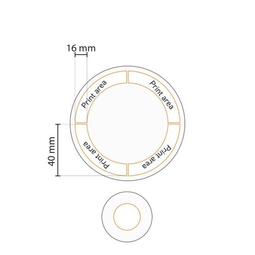 Die technische Arbeitszeichnung zeigt die Druckfläche auf dem 17 cm großen Porzellan-Hotelcoupébrett. Die technische Arbeitszeichnung zeigt die Druckfläche auf dem 17 cm großen Porzellan-Hotelcoupébrett.