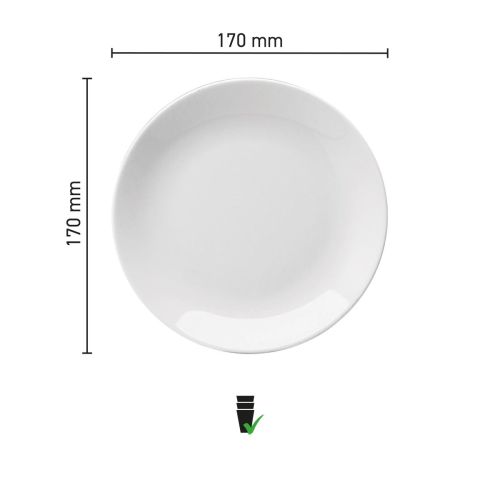 Die Infografik zeigt die genauen Abmessungen der 17 cm großen Porzellan-Hotel-Coupé-Tafel. Die Infografik zeigt die genauen Abmessungen der 17 cm großen Porzellan-Hotel-Coupé-Tafel.