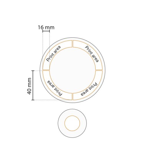 Die Druckfläche auf der Porzellanplatte Hotel 21 cm ist in der technischen Arbeitszeichnung dargestellt.