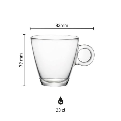 Die technische Arbeitszeichnung zeigt die Druckfläche und die Position des Logos auf der Easy Bar Cappuccino tasse 23 cl. aus Glas. Die technische Arbeitszeichnung zeigt die Druckfläche und die Position des Logos auf der Easy Bar Cappuccino tasse 23 cl. aus Glas.