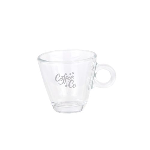 Easy Bar Espresso Becher10 cl. aus Glas mit Gravur des CoffeeCo Logos auf der Vorderseite. Easy Bar Espresso Becher10 cl. aus Glas mit Gravur des CoffeeCo Logos auf der Vorderseite.