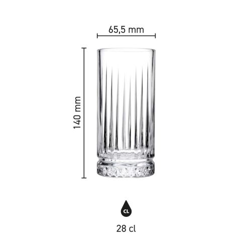 Die Infografik zeigt die Produktabmessungen des Elysia Longdrink 28 cl. Die Infografik zeigt die Produktabmessungen des Elysia Longdrink 28 cl.