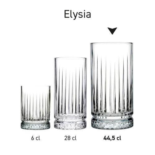 Die Gläser der Serie Elysia Longdrink werden nebeneinander in verschiedenen Anordnungen präsentiert. Die Gläser der Serie Elysia Longdrink werden nebeneinander in verschiedenen Anordnungen präsentiert.