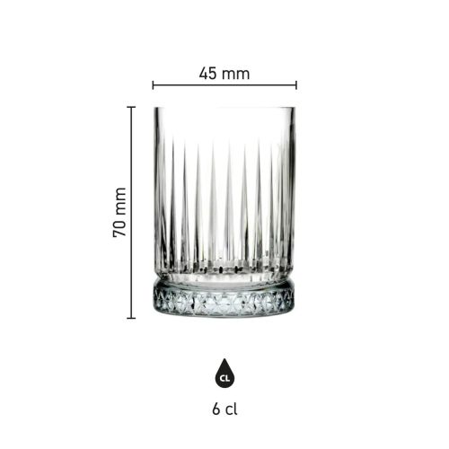 Die Infografik zeigt die Produktabmessungen des Elysia Shotglas 6 cl. Die Infografik zeigt die Produktabmessungen des Elysia Shotglas 6 cl.