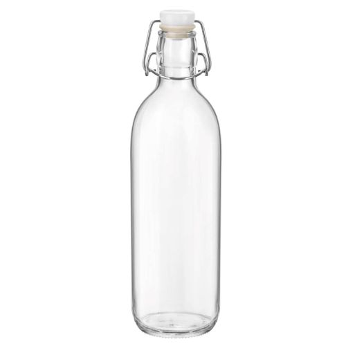 Gerade Vorderansicht der Emilia flasche mit 1 Liter Fassungsvermögen und Schnappverschluss, schlankes Modell. Gerade Vorderansicht der Emilia flasche mit 1 Liter Fassungsvermögen und Schnappverschluss, schlankes Modell.