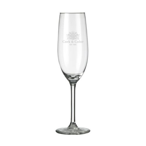 Gravur des CorkColor Logos auf der Vorderseite der Esprit Champagnerflöte 21 cl. Gravur des CorkColor Logos auf der Vorderseite der Esprit Champagnerflöte 21 cl.