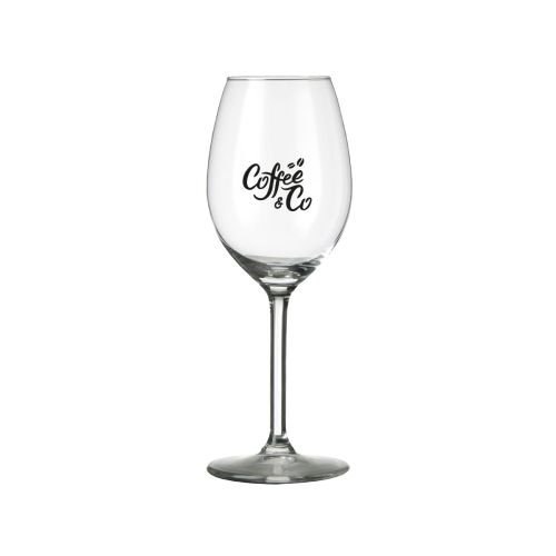 Einfarbiges CoffeeCo-Logo gut sichtbar auf der Vorderseite des Esprit Weinglas 25 cl. Einfarbiges CoffeeCo-Logo gut sichtbar auf der Vorderseite des Esprit Weinglas 25 cl.