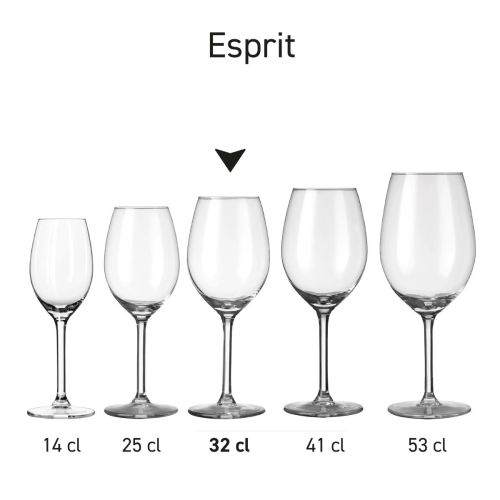 Serienbild, das mehrere Versionen des Weinglases Esprit zeigt, die in einer Serie präsentiert werden. Serienbild, das mehrere Versionen des Weinglases Esprit zeigt, die in einer Serie präsentiert werden.