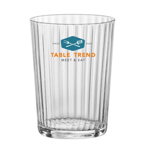 Exclusiva Tumbler 50 cl. bedruckt mit mehrfarbigem TableTrend Logo auf der Vorderseite.