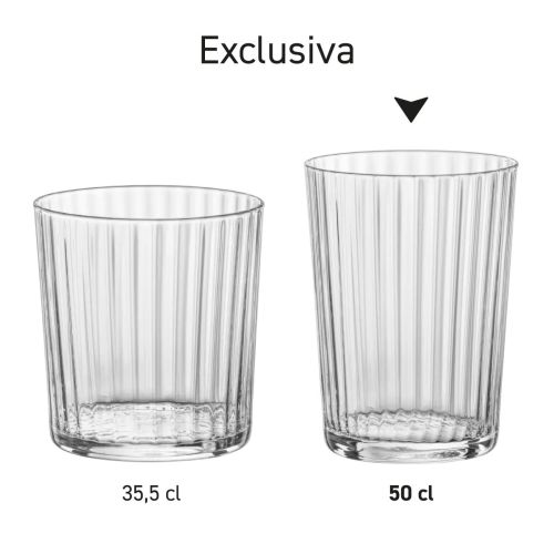 Übersicht der Exclusiva Bechergläser 35,5 cl und 50 cl als komplette Produktserie.