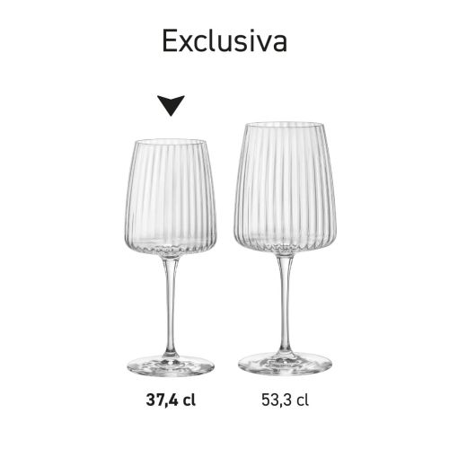 Serie Exclusiva Weinglas 37,4 cl. präsentiert in verschiedenen Positionen und Winkeln. Serie Exclusiva Weinglas 37,4 cl. präsentiert in verschiedenen Positionen und Winkeln.